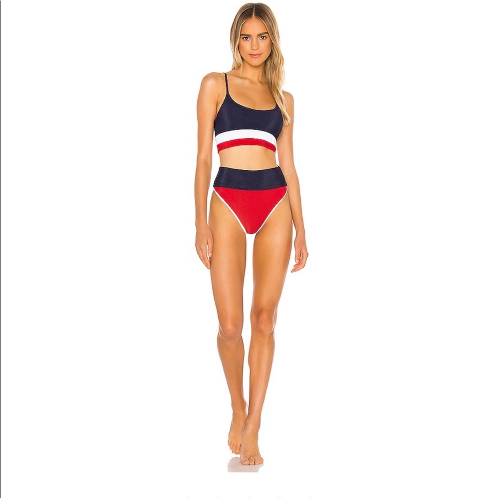 Beach Riot Emmy Bikini Top in RW&B